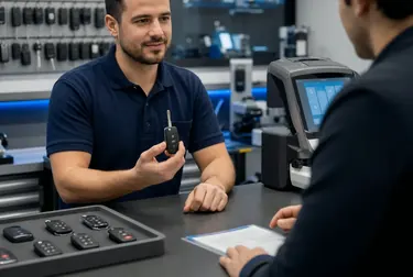 Chaveiro confeccionando uma chave codificada com ferramentas específicas.